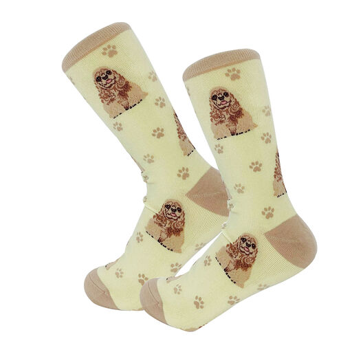 E&S Pets Cocker Spaniel Novelty Crew Socks, 