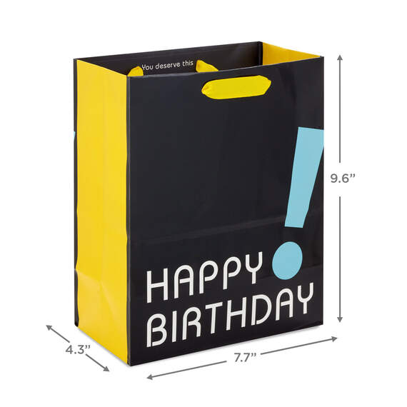 9.6" Happy Birthday on Black Medium Gift Bag, , large image number 3