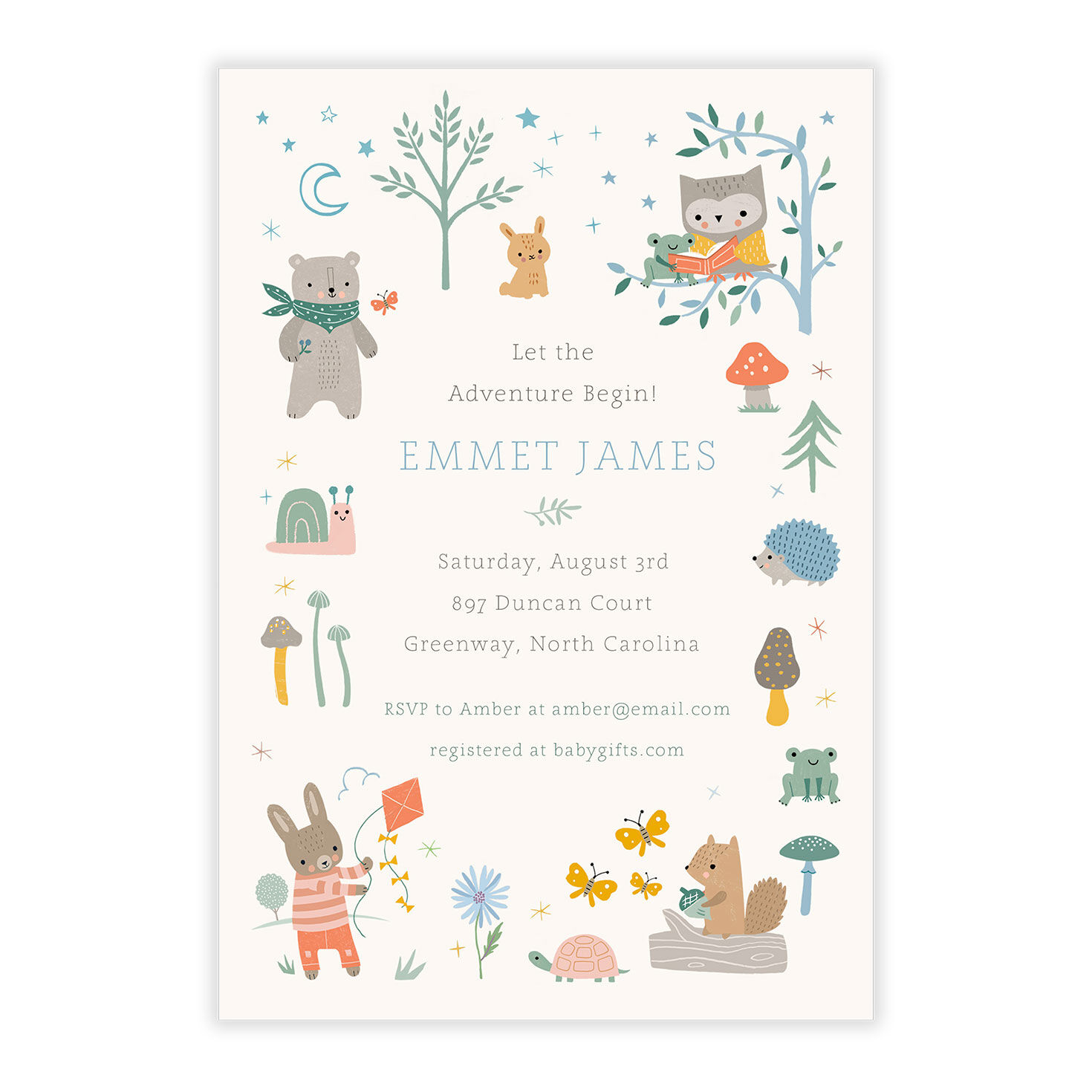 Woodland Animals Baby Shower Invitation, , large image number 5