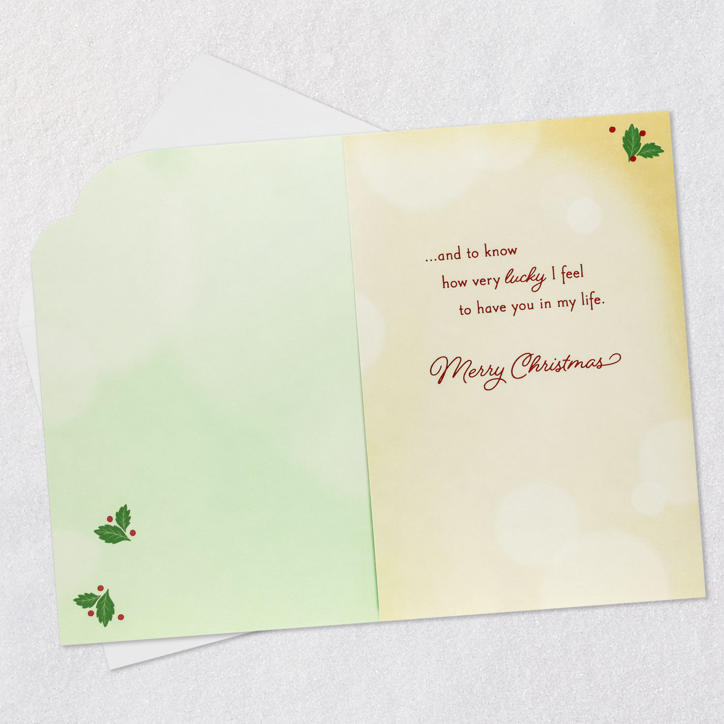 Glowing Village Poinsettia Christmas Card Open card with envelope image number 3