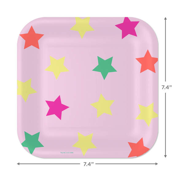 Colorful Stars on Pink Square Dessert Plates, Set of 8, , large image number 3