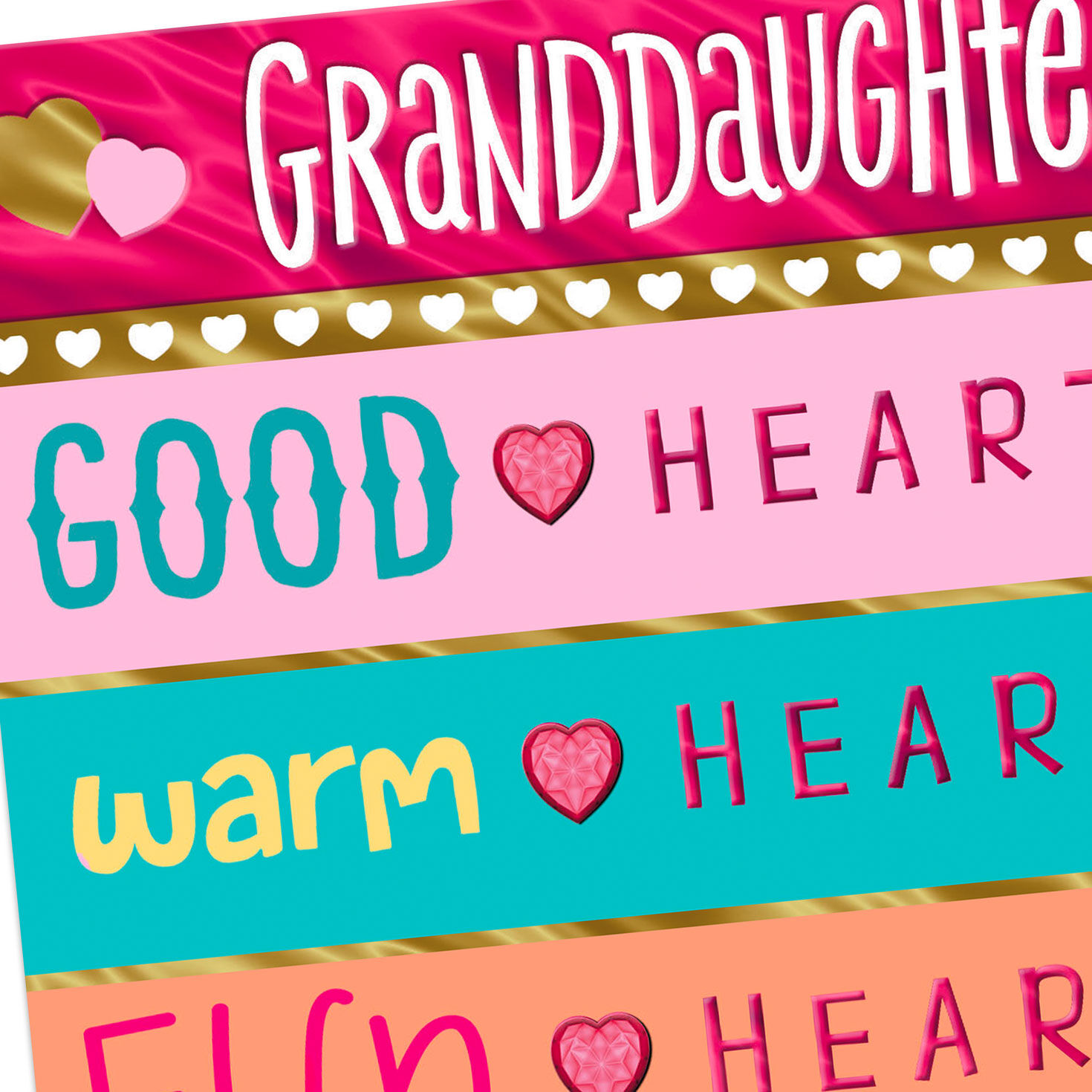 Colorful Stripes and Hearts Granddaughter Valentine's Card Pop-up Card Detail image number 4