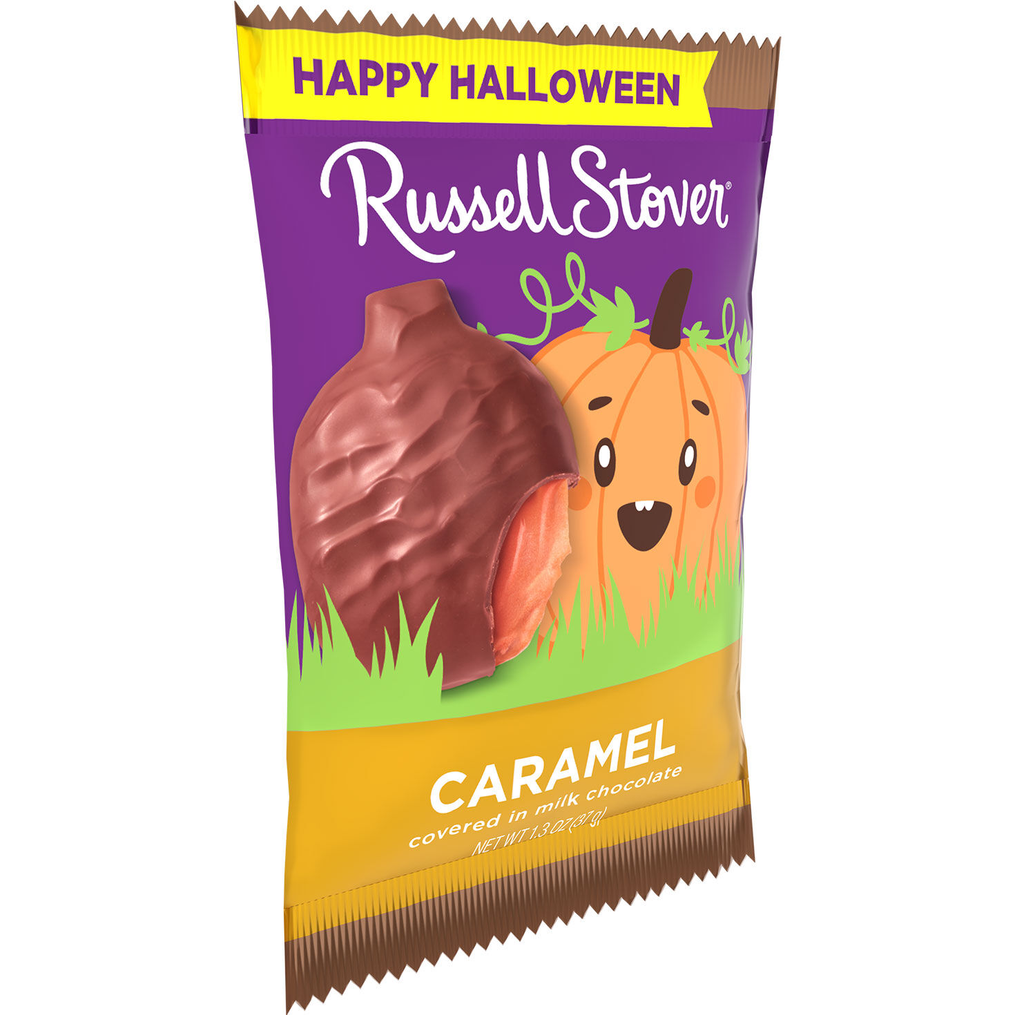 Chocolate Covered Caramel Pumpkin-Shaped Candy side image number 3