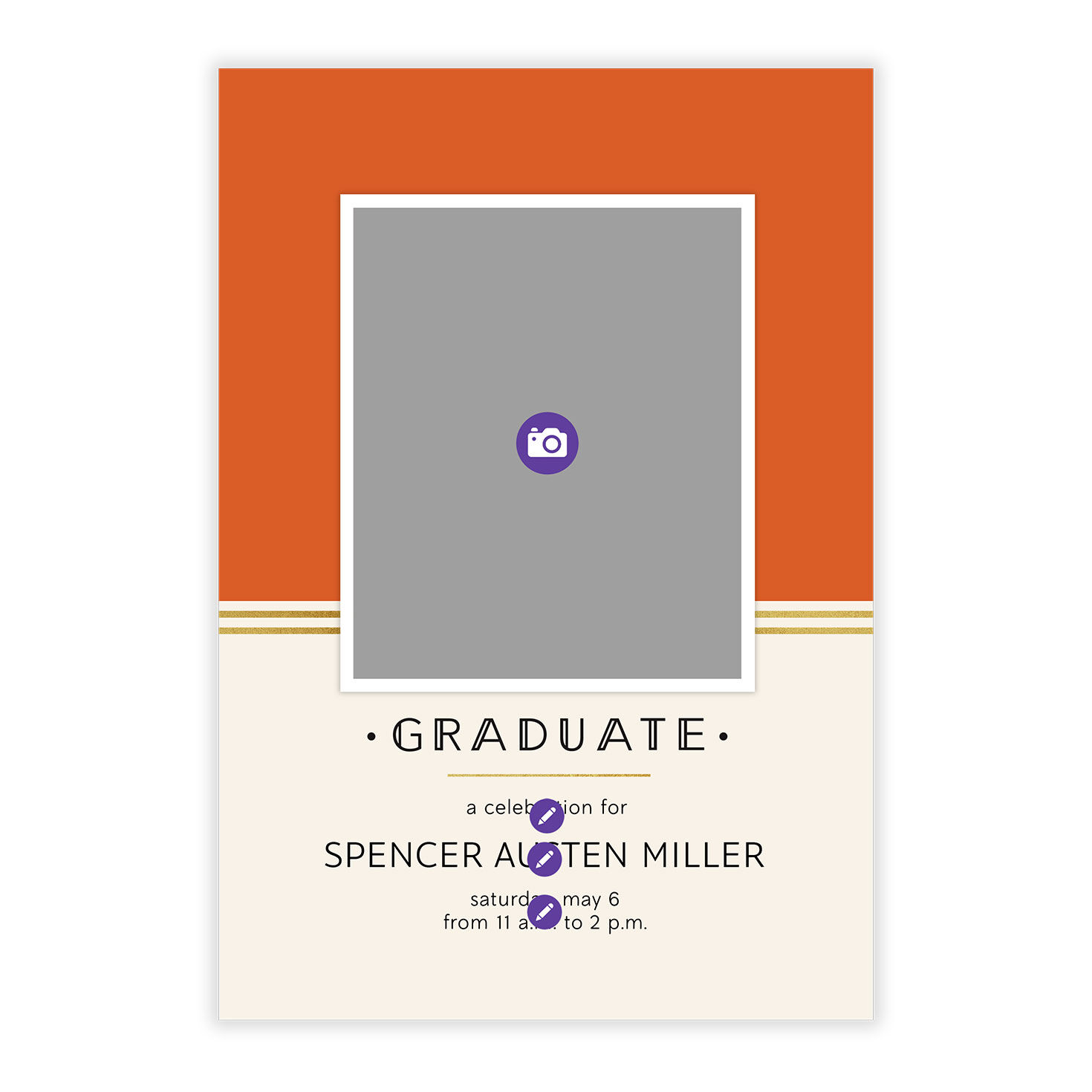 Orange Art Deco Personalized Graduation Invitation  image number 5