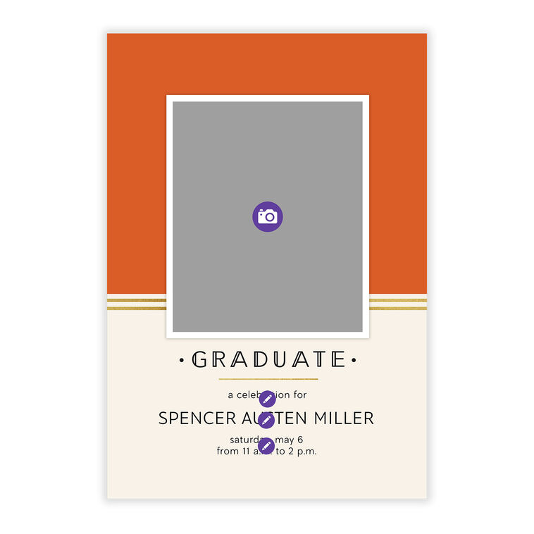 Orange Art Deco Personalized Graduation Invitation  image number 5