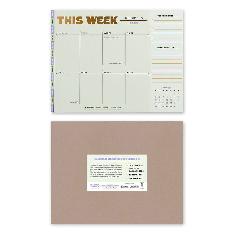 Knock Knock 2025 Weekly Desktop Calendar With Tabs, , large image number 2