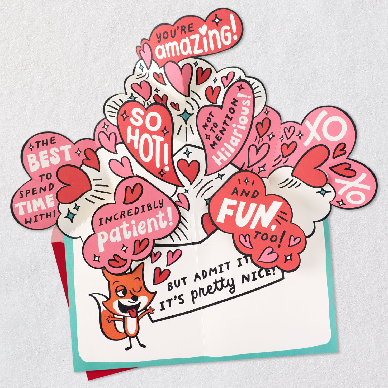 Fox and Foil Hearts Valentine's Day Card for Wife Open card with envelope image number 4