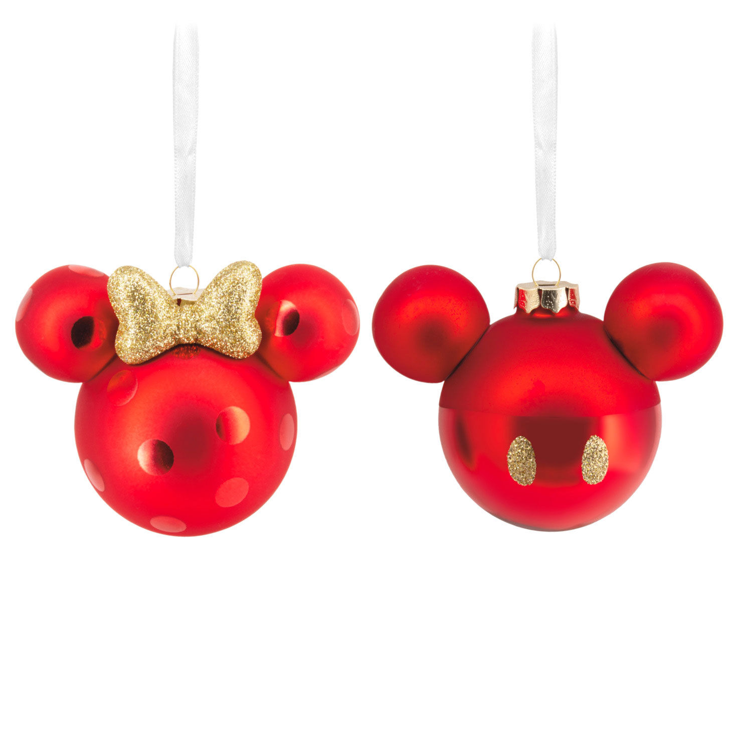 Disney Mickey and Minnie Icons Blown Glass Hallmark Ornaments, Set of 2