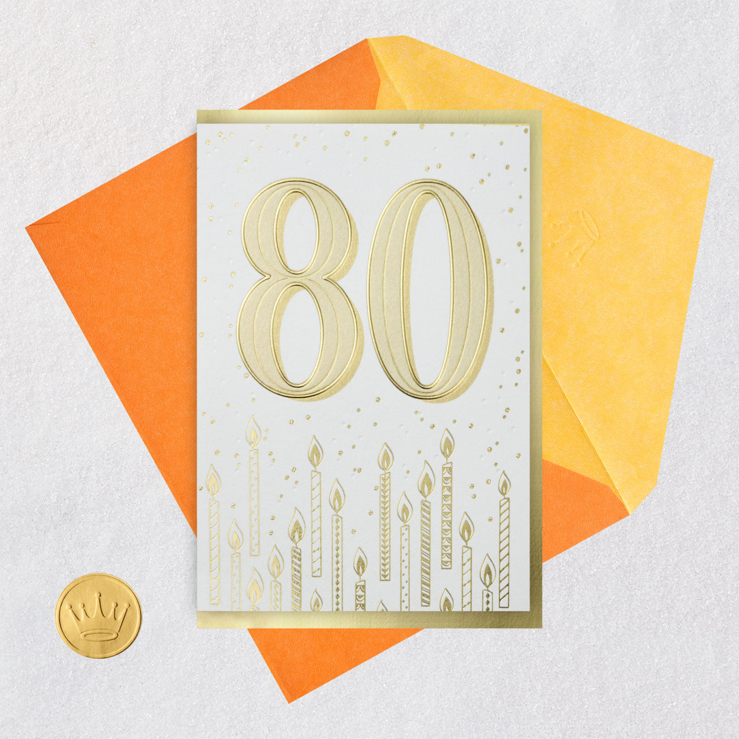 Gold 80th Birthday Card Card Front with Envelope and Gold Seal image number 6