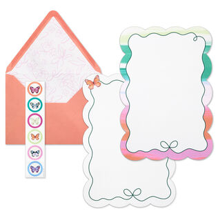 Lacey Chabert Collection Ribbons and Scallops Stationery Set With Seals, 12 sheets