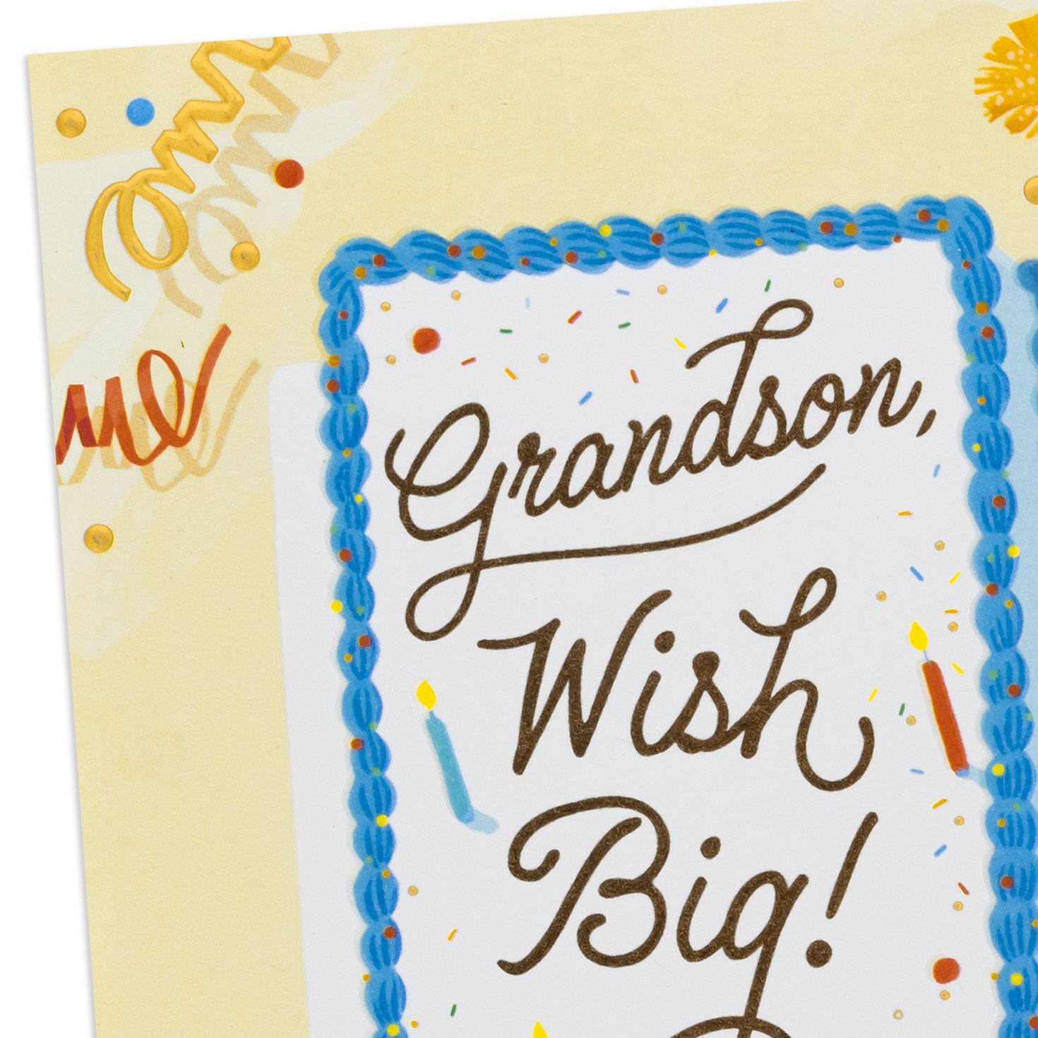 Sheet Cake on Yellow Grandson Birthday Card Card Front Detail image number 4