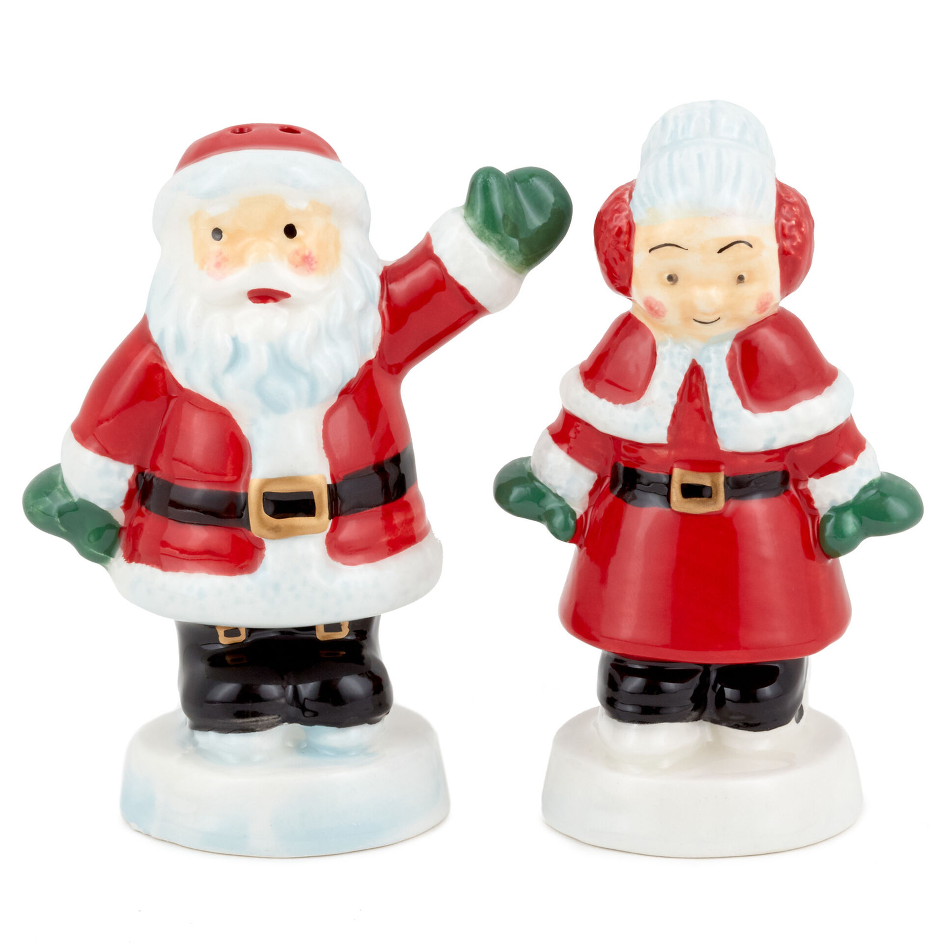 Set of 2 Santa with Sacks Ceramic Salt /& Pepper Shakers