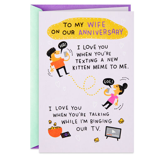 I Love You When… Anniversary Card for Wife, 