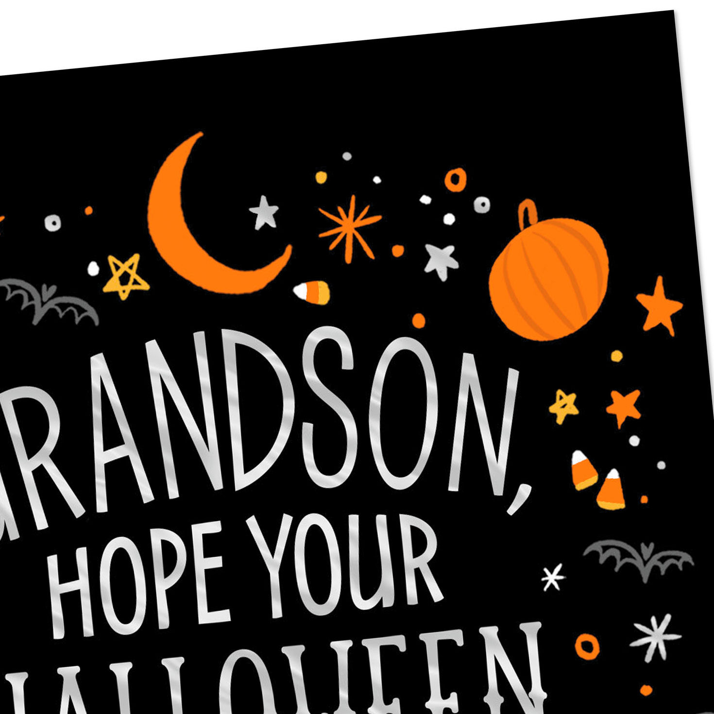 Cute Icons Black Halloween Card for Grandson Card Front Detail image number 4