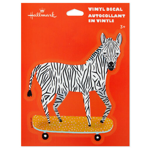 Skateboarding Zebra Vinyl Decal, 