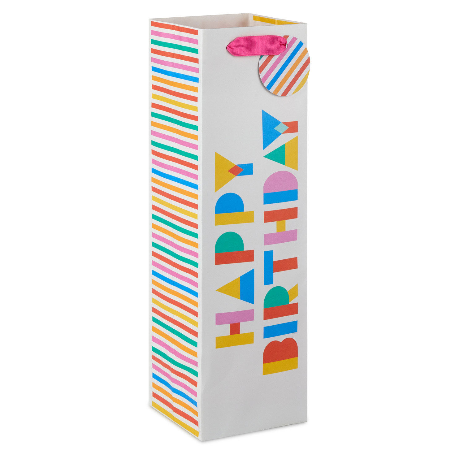 13" Collage Lettering Birthday Wine Gift Bag