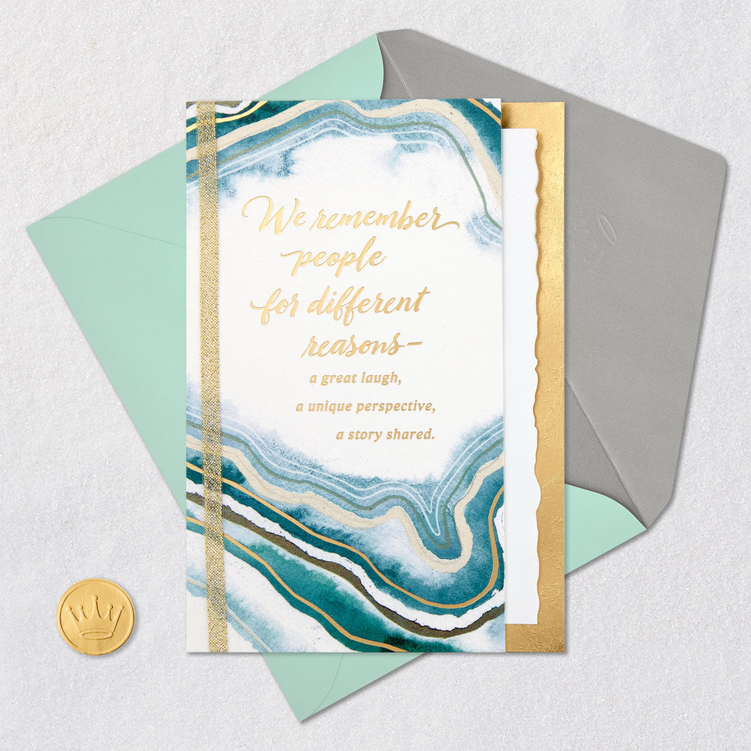 Blue Agate Sympathy Card Card Front with Envelope and Gold Seal image number 6