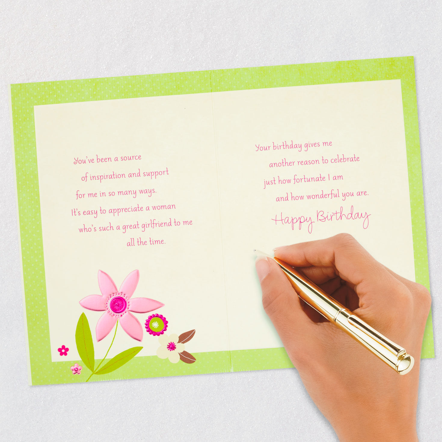 Retro Flower Frame Birthday Card for Friend signing card image number 7