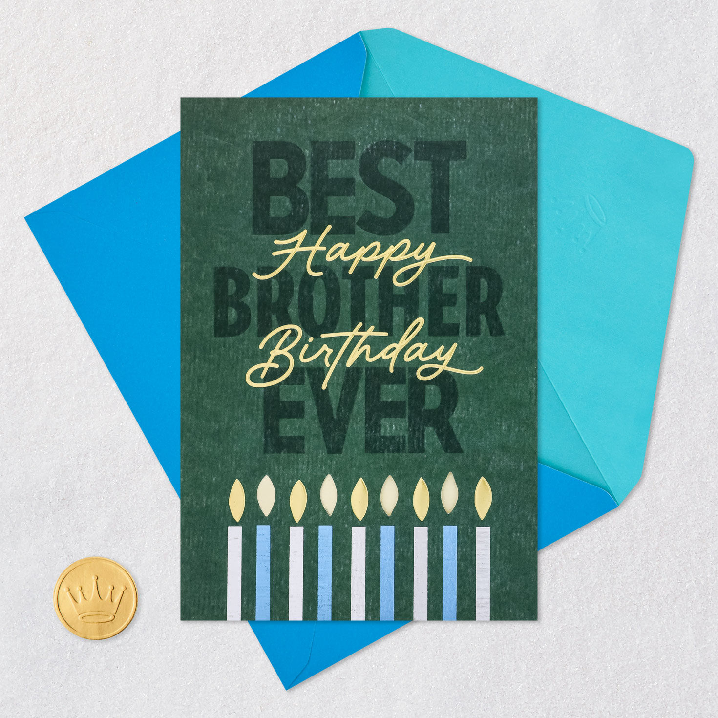 Candles Birthday Card for Brother Card Front with Envelope and Gold Seal image number 5
