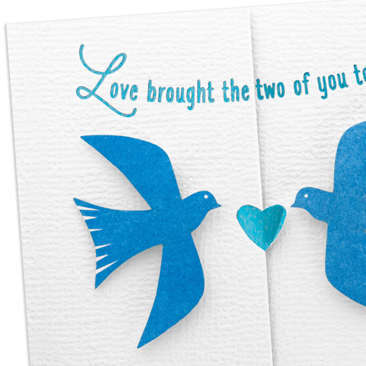 Blue Birds and Heart-Shaped Flowers Wedding Card Card Front Detail image number 5