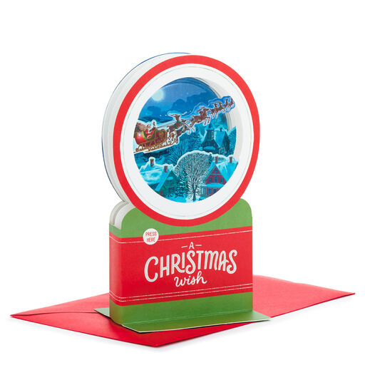 Santa's Sleigh Snow Globe Musical 3D Pop-Up Christmas Card With Motion, 