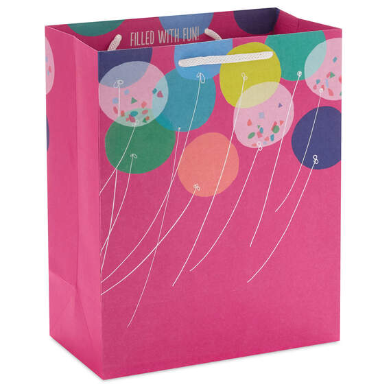 9.6" Balloons on Magenta Medium Gift Bag, , large image number 1