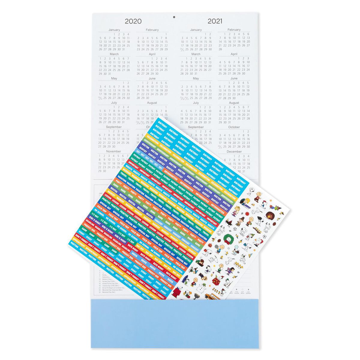 Peanuts® Large Grid 2020 Wall Calendar With Stickers, 12Month