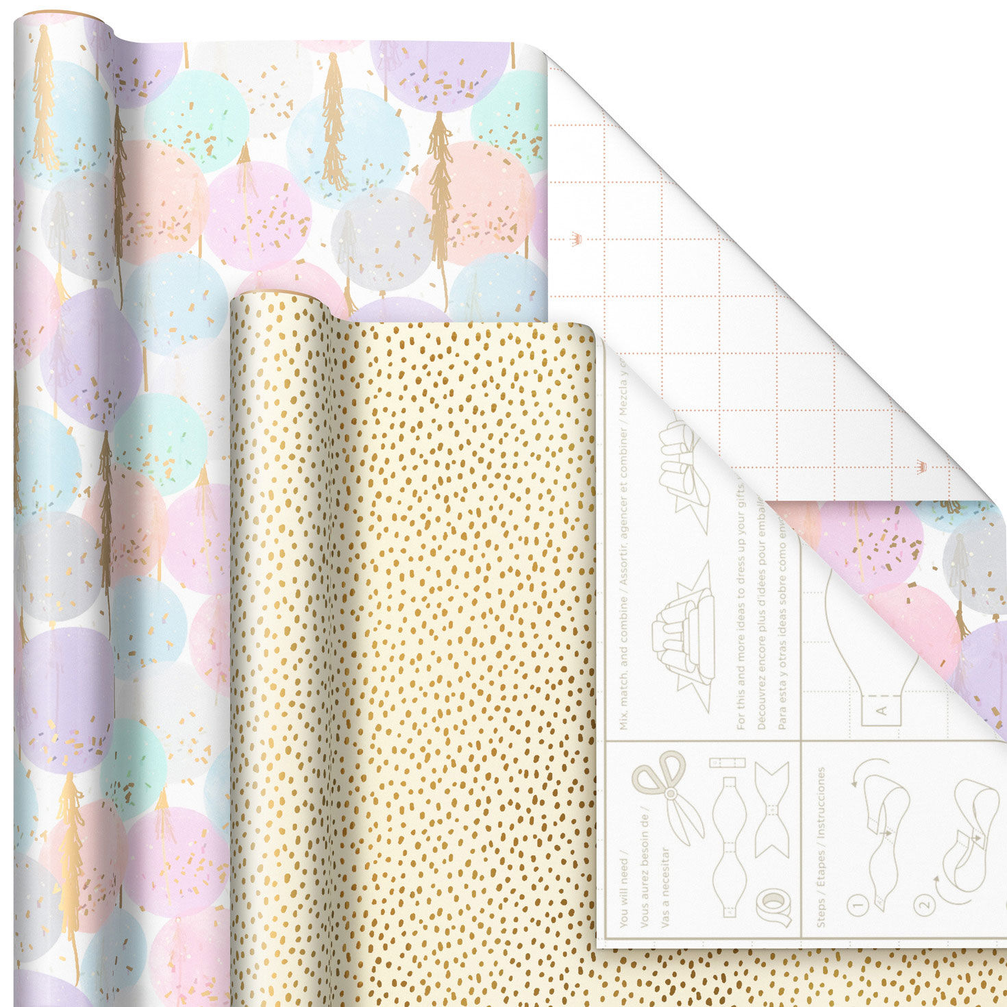Feminine Pastels Gift Wrap Roll Assortment wrap squares image number 7