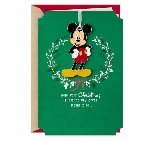 Disney Mickey Mouse Very Merry Christmas Card With Ornament