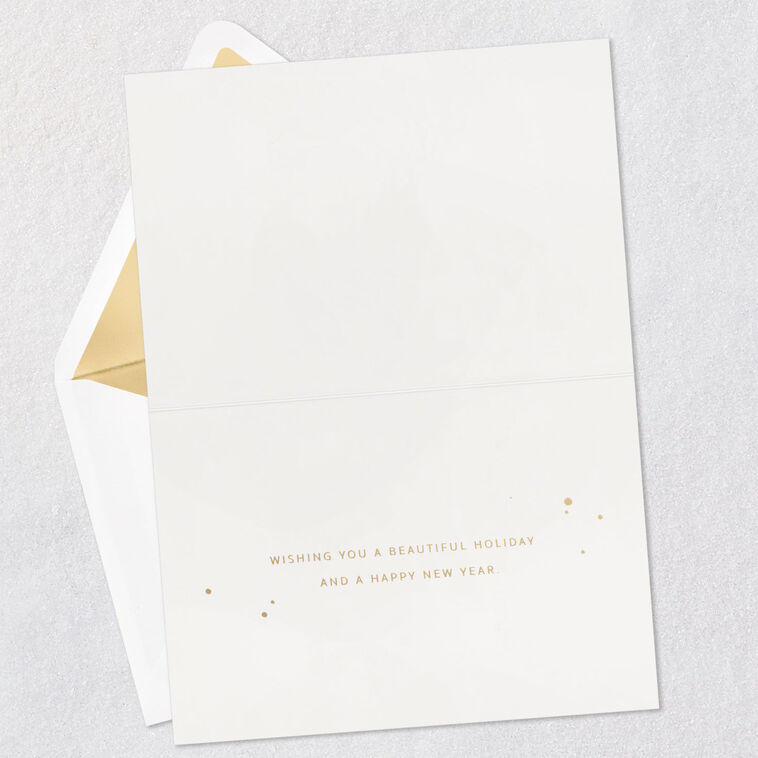 White and Gold Peace Holiday Card Open card with envelope image number 3
