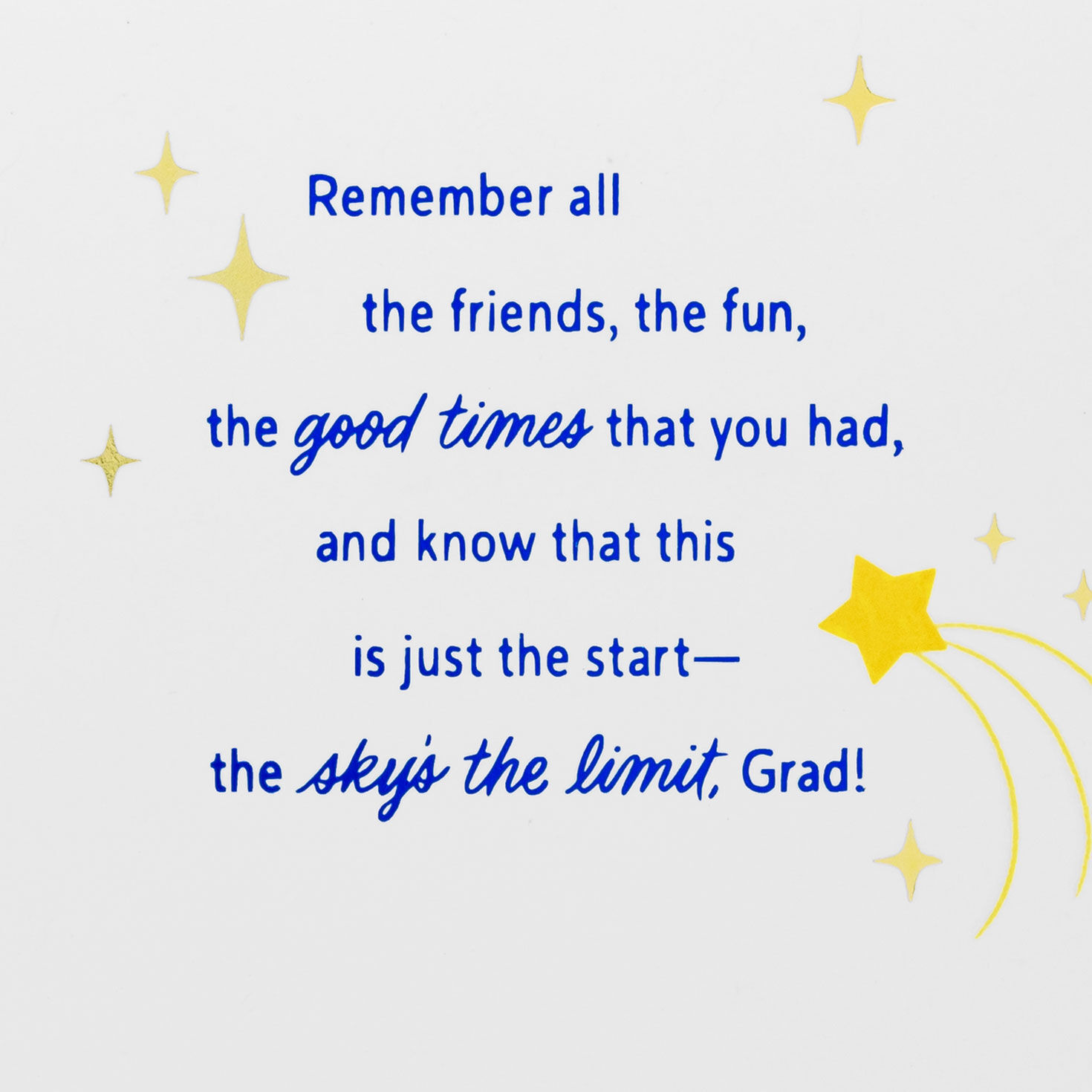 Blue and Gold Grad Icons on White Graduation Card Sentiment image number 3