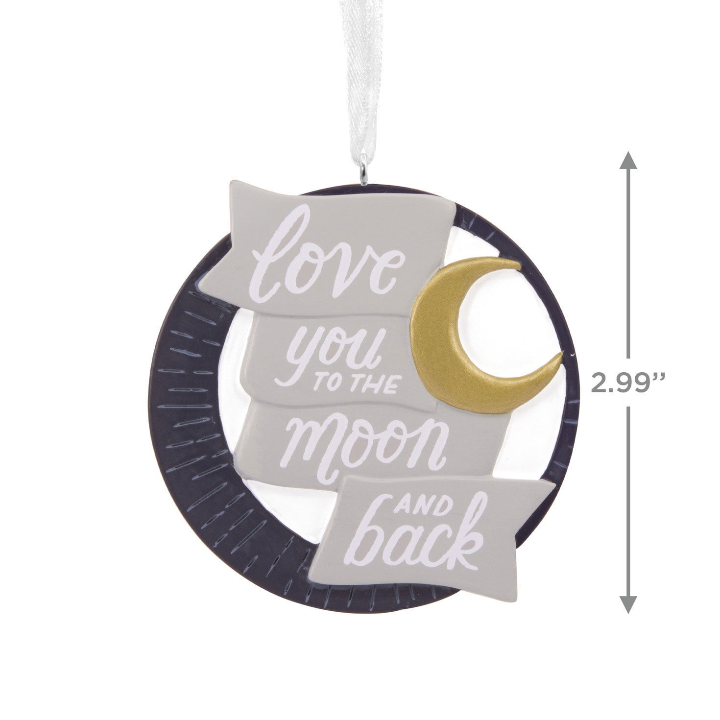 Love You to the Moon Christmas Ornament measurement image number 3