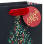 Illustrated Christmas Tree on Black Small Gift Bag Handle Detail image number 4