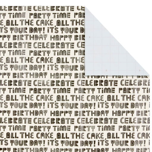 Celebration Lettering Flat Wrapping Paper With Gift Tags, 3 sheets, 