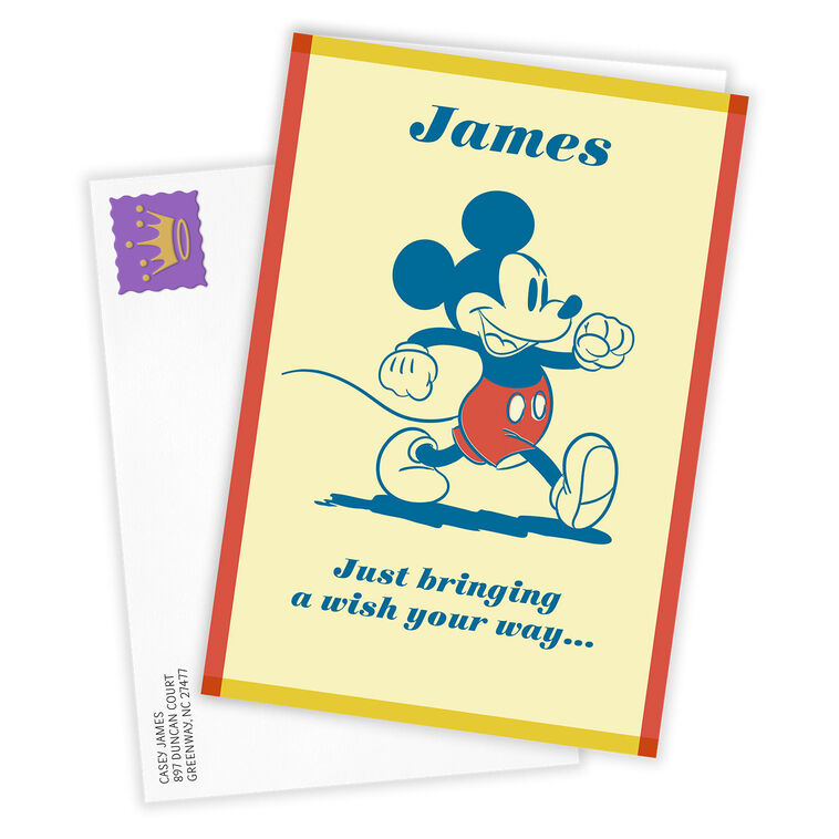 Mickey Walking Personalized Card Card Front with Envelope image number 2