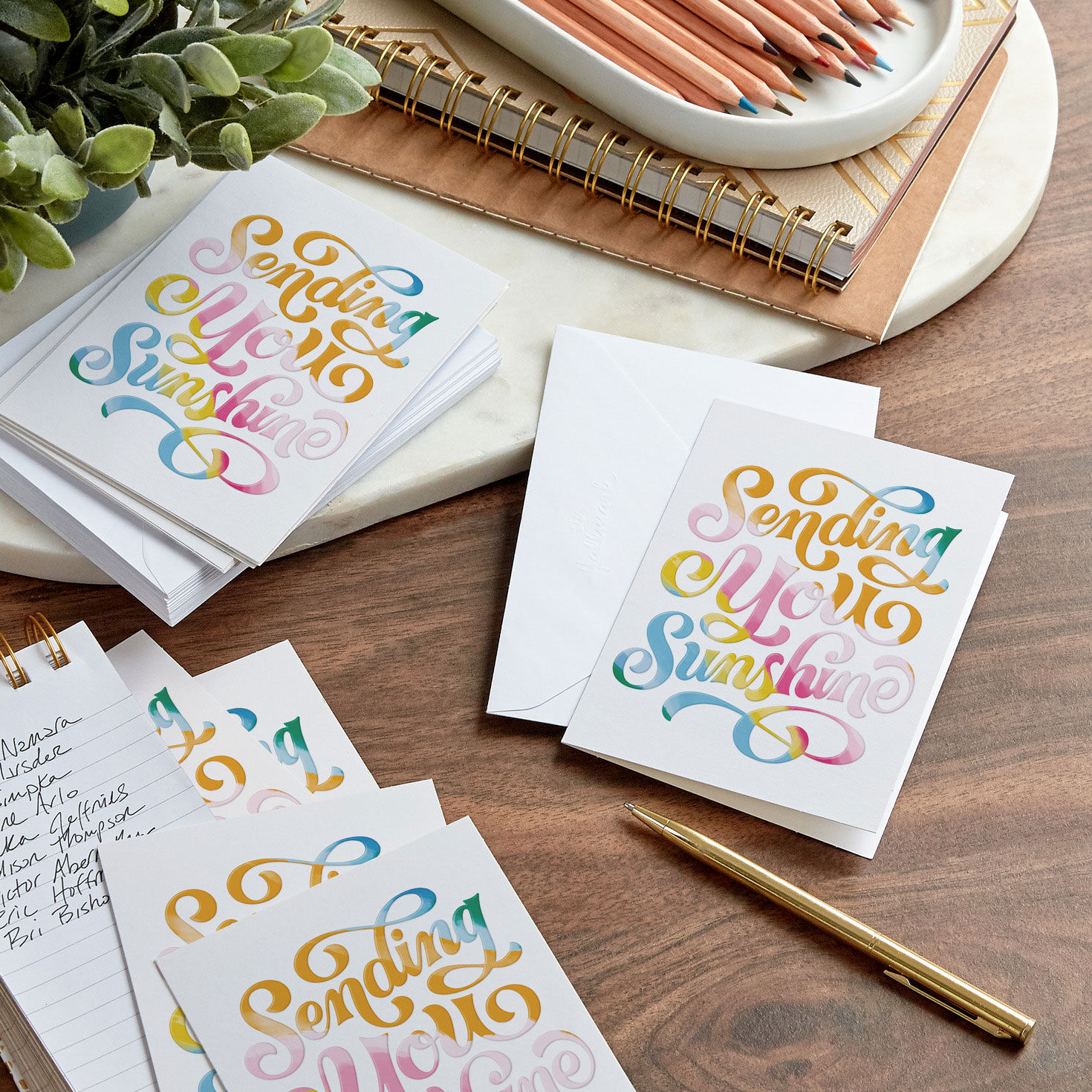 Sunny Gradient Lettering Blank Note Cards Pack  image number 7