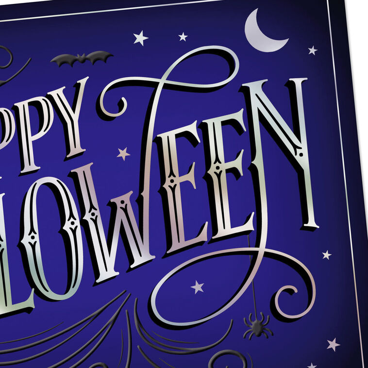 Elegant Blue and Silver Halloween Card Card Front Detail image number 4