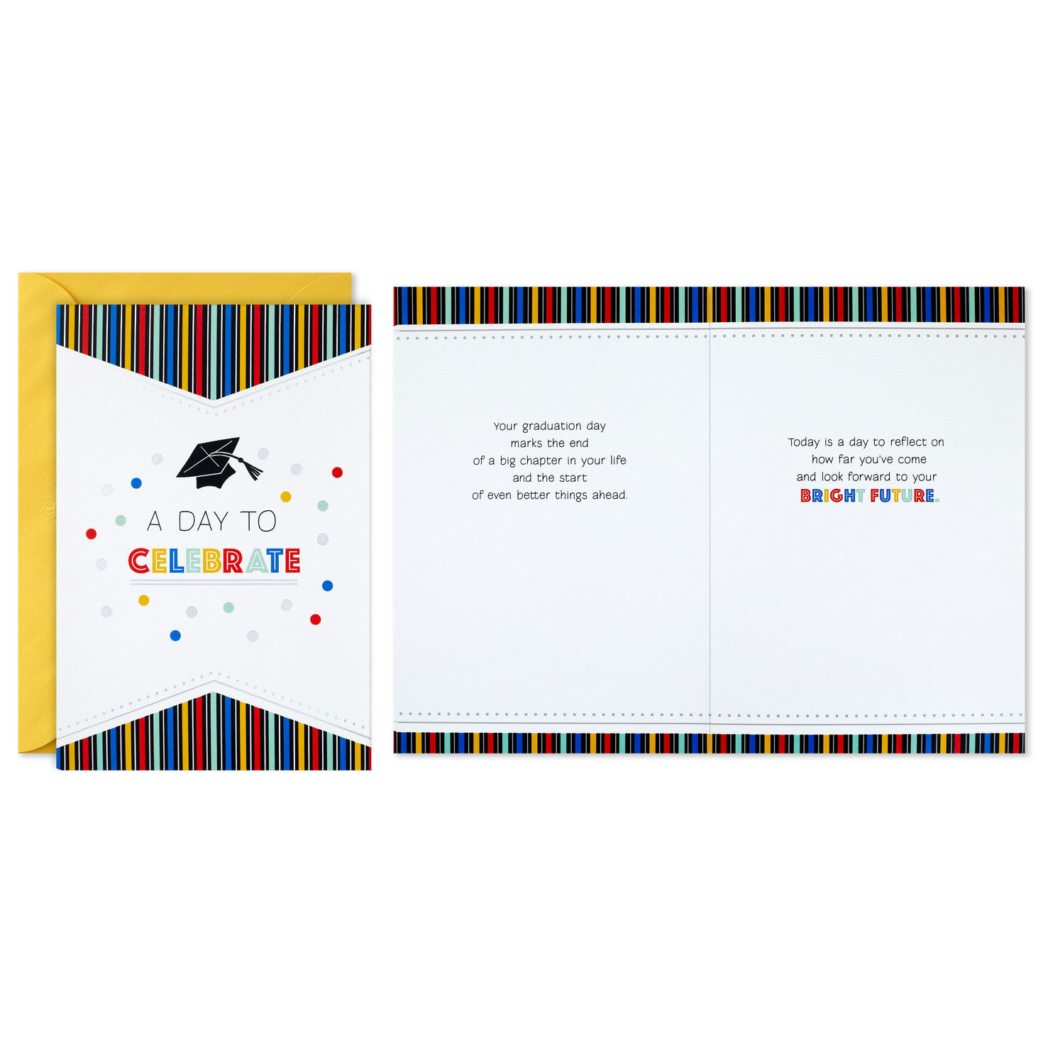 13" Grad Hats on Black Large Gift Bag With Graduation Card and Tissue Paper for only USD 9.99 | Hallmark