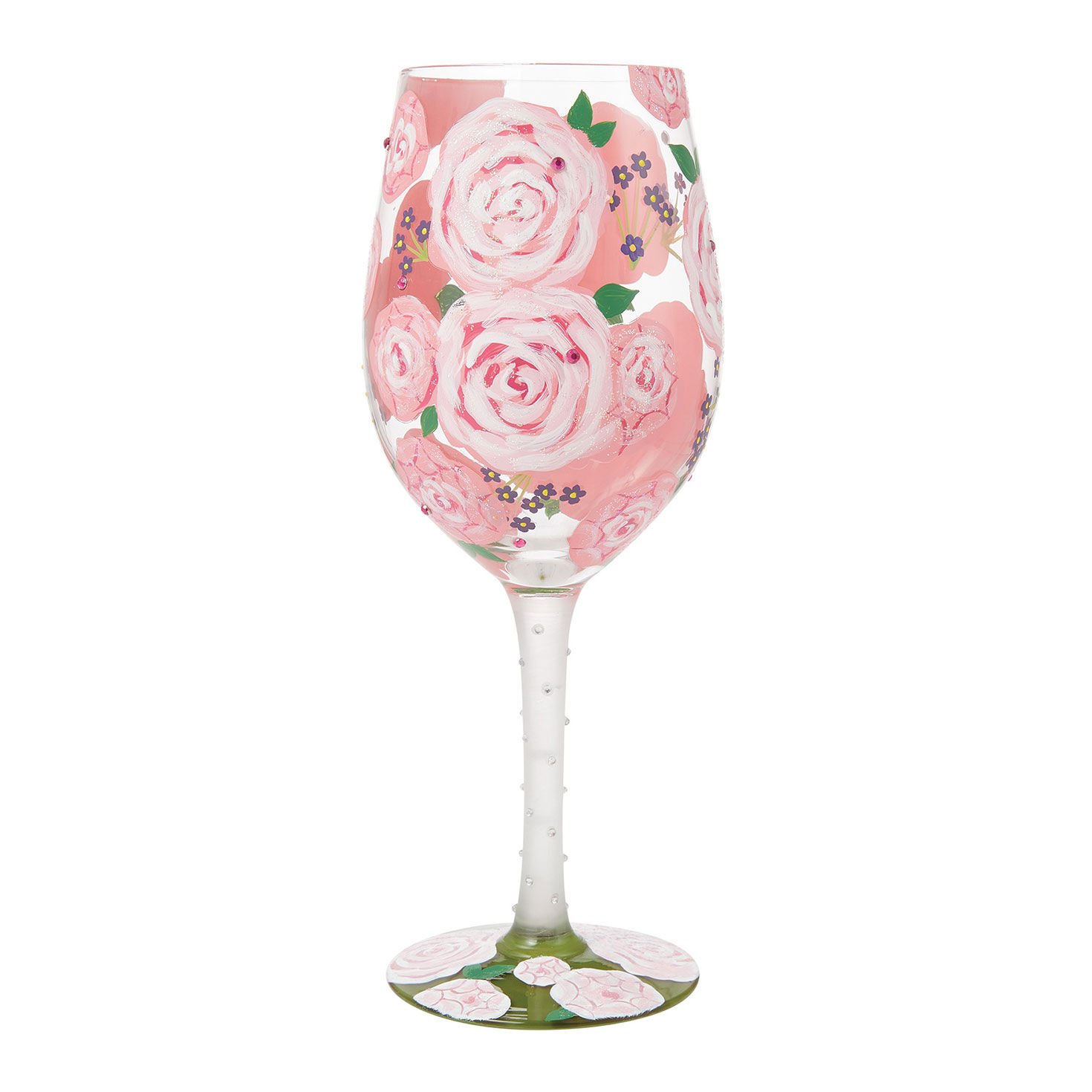 Lolita Pretty as a Peony Handpainted Wine Glass, 15 oz.