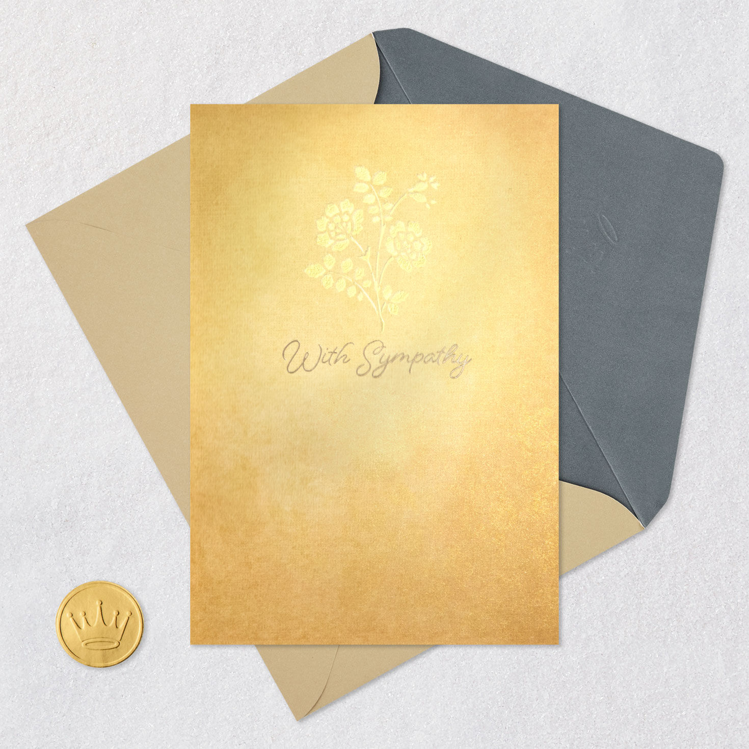 Floral Pattern Sympathy Card Card Front with Envelope and Gold Seal image number 6