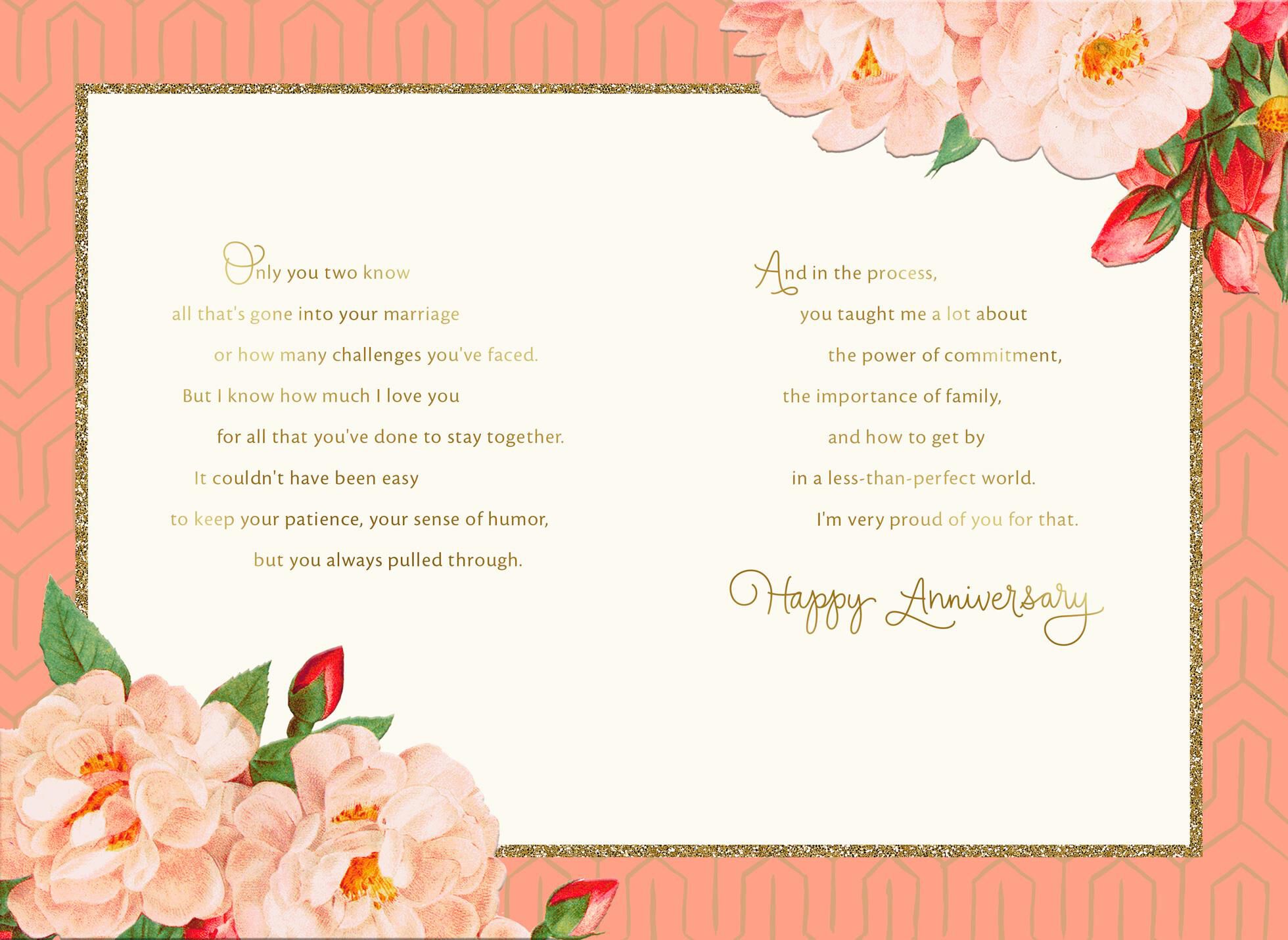 Flower Blossoms Anniversary Card for Parents