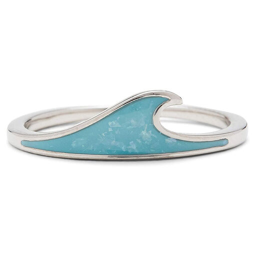 Pura Vida Silver Turquoise Wave Stacking Ring, 