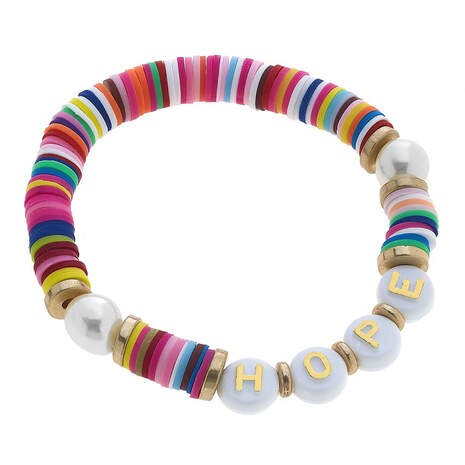 Hope Multi Color-Block Discs Stretch Bracelet, , large