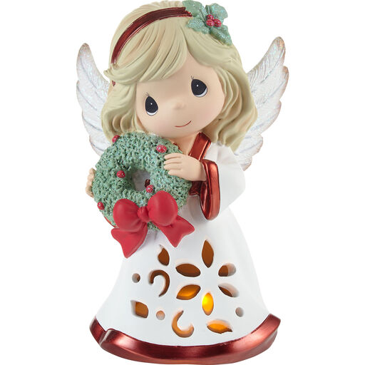 Precious Moments Wreathed in Christmas Glory Light-Up Musical Angel Figurine, 6", 