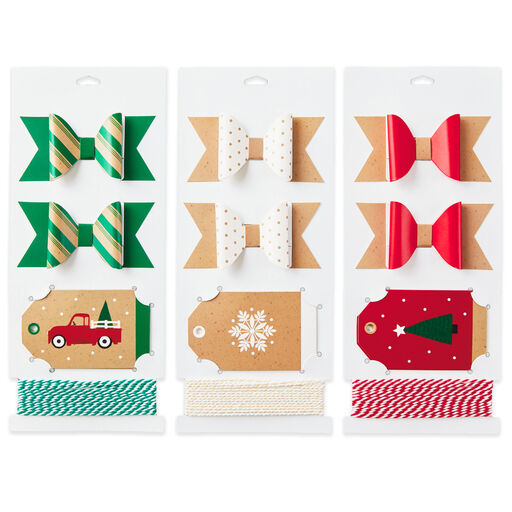 Colorful Kraft Christmas Gift Bow and Gift Tag Kit, 