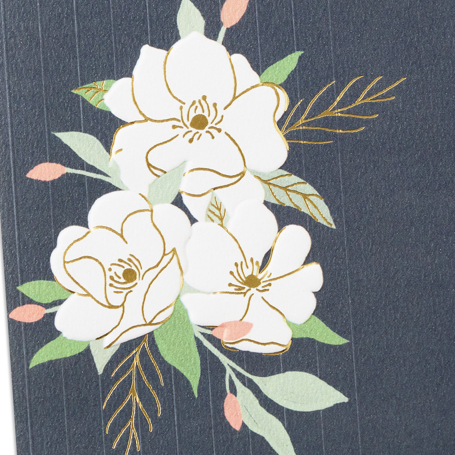 White Magnolias on Gray Sympathy Card Card Front Detail image number 4