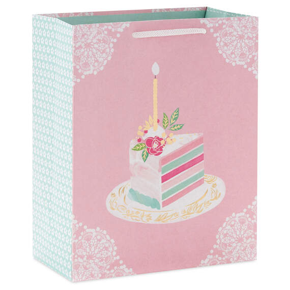 9.6" Elegant Cake Slice Medium Birthday Gift Bag