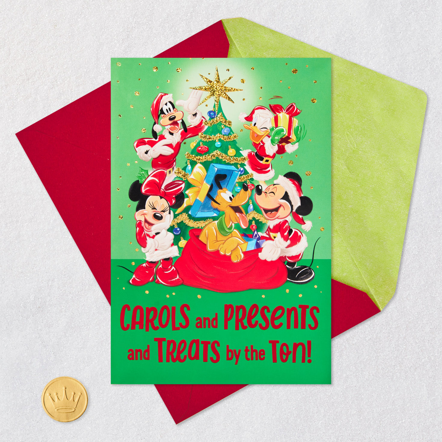 Disney Mickey Mouse and Friends Musical Christmas Card Card Front with Envelope and Gold Seal image number 6