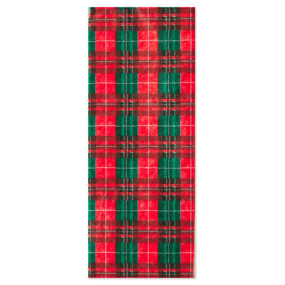 Red and Green Christmas Plaid Tissue Paper, 6 sheets