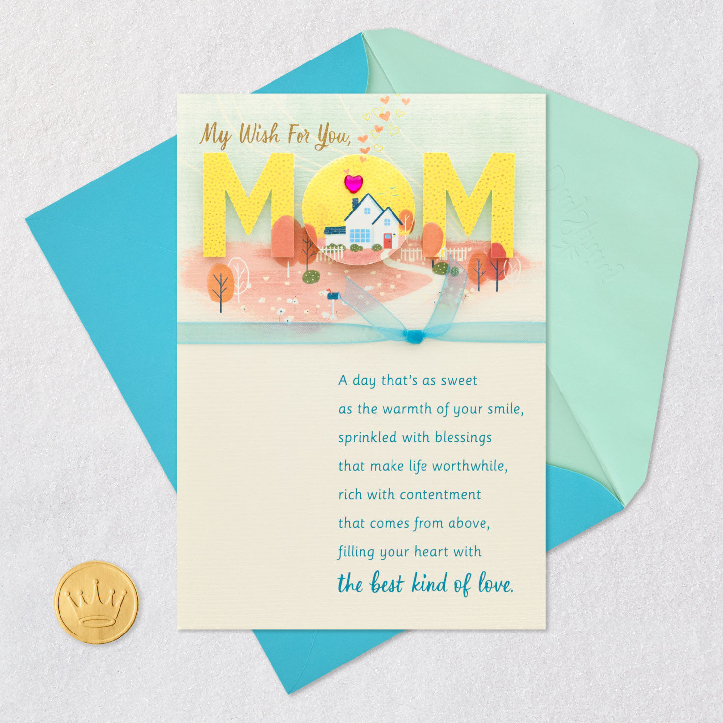 House and Heart Mom Mother's Day Card Card Front with Envelope and Gold Seal image number 6